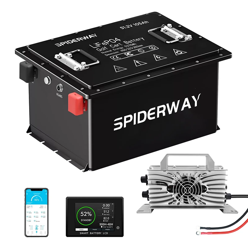 48V 105Ah Golf Cart Lithium LiFePO4 Battery With 48V 25A Charger 200A BMS 6000+ Deep Cycle for EZGO RXV TXT Golf Cart
