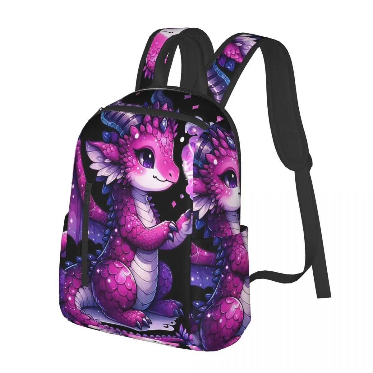 Fantasy Little Purple Fly Dragon Student Backpack School Bag Hiking Travel Daypack for Boys Girls Bookbag Shoulder Bags