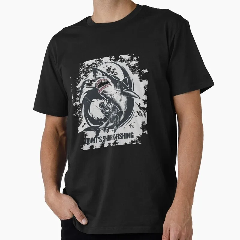 Shark fishing in Quint Jaws Horror Movie Unisex T Shirt Retro Amity Island Great White Shark print Graphic Tops Short Tees S-6XL