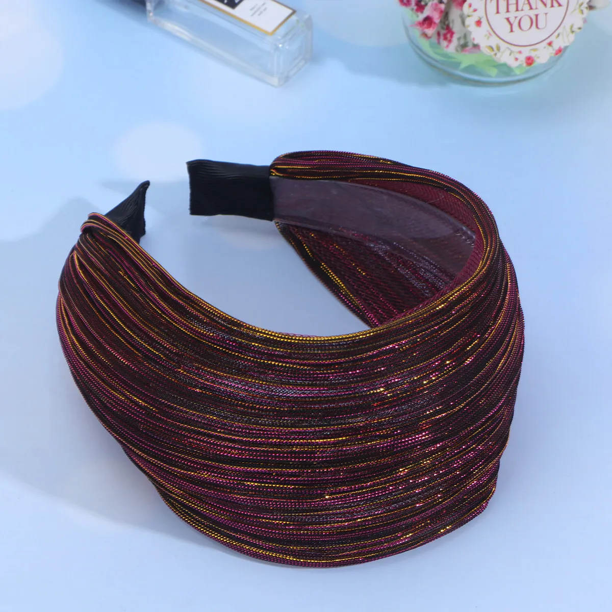 

Wide Lace Hair Hoop for Women Girls Cloth Headband Elegant Party Daily Meeting Accessory Unique Exquisite Design Purple