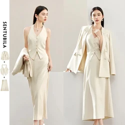 SENTUBILA 3 Piece Waistcoat Blazer Skirt Suit Women Work Office Outfits 2026 Spring Elegant Maxi Skirt Matching Set 141Z52979