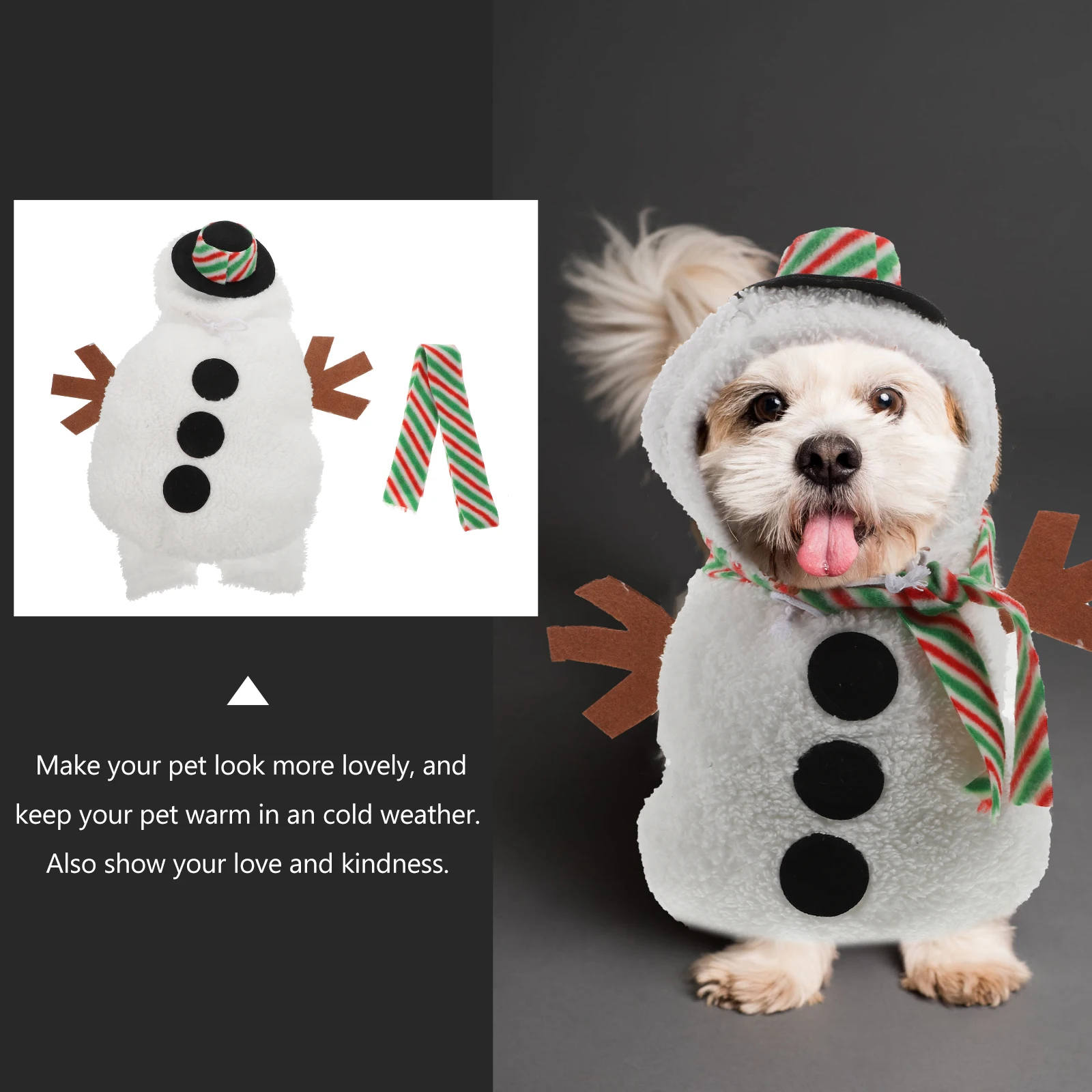 

Winter Dog Warm Clothes Xmas Pet Outfit Soft Thick Coat Breathable Comfortable Puppy Clothes Snowman Design Small Dog Winter
