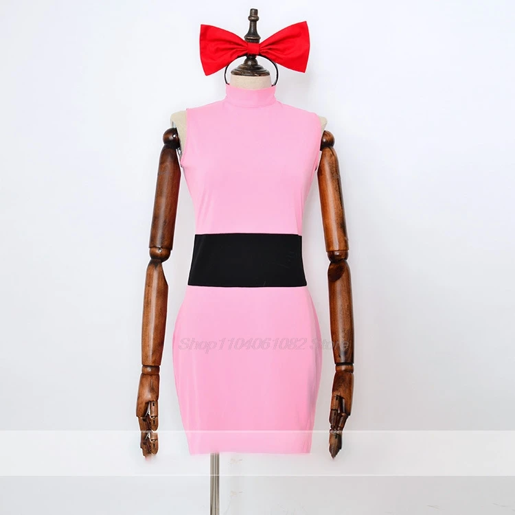 Vestido de Cosplay de Powerpuff para mujer, conjunto de flores, mariposa, burbujas, conjunto de cinturón, vestido de fantasía de Halloween