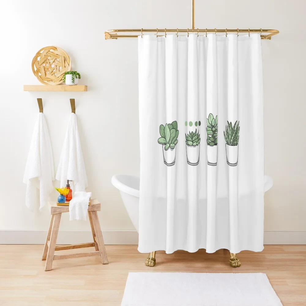 

Tiny Potted Succulents and Gradient Shower Curtain Bathroom Accessories Elegant Bathroom Curtain