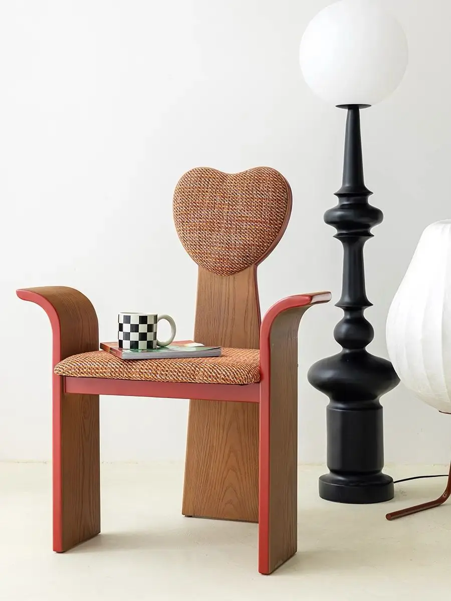 

French Retro Dining Chairs Nordic Designer Creative Desk Chair Wabi-Sabi Wind Modern Simple Medieval Solid Wood Chairs
