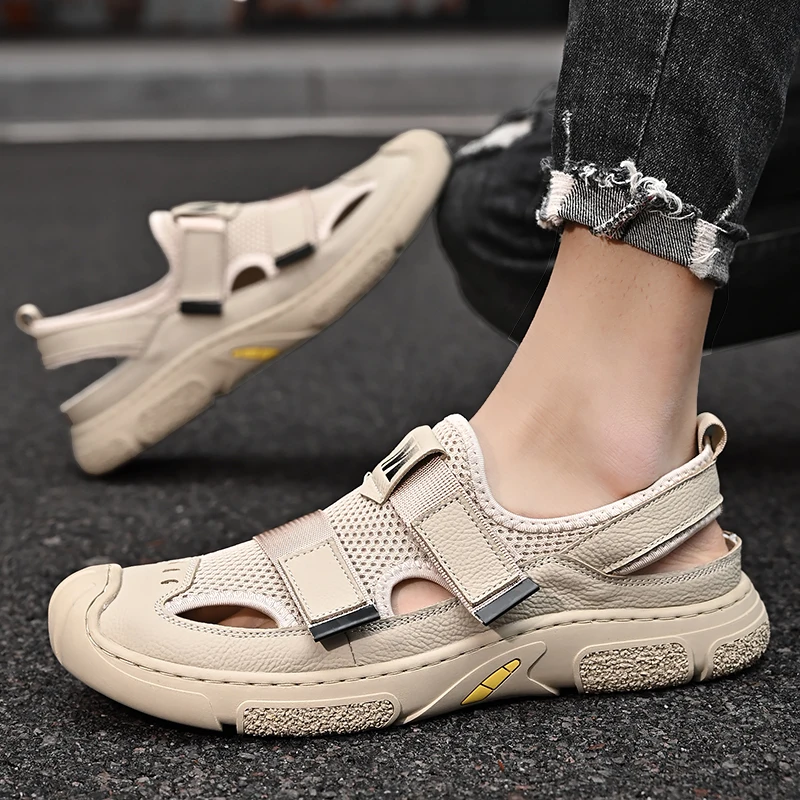 Fashion Men Gladiator Sandals Summer Outdoor Comfortable Mens Sandals Handmade Men Beach Sandals Soft Bottom Men's Sandals 38-46