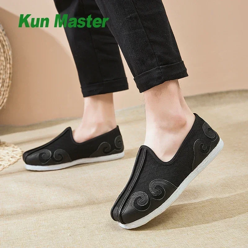 

Manual Melaleuca Sole Shoes Kung Fu Shoes Tai Chi Wing Chun Chinese Traditional Sports Sneakers Cotten Fabric Breathable Black