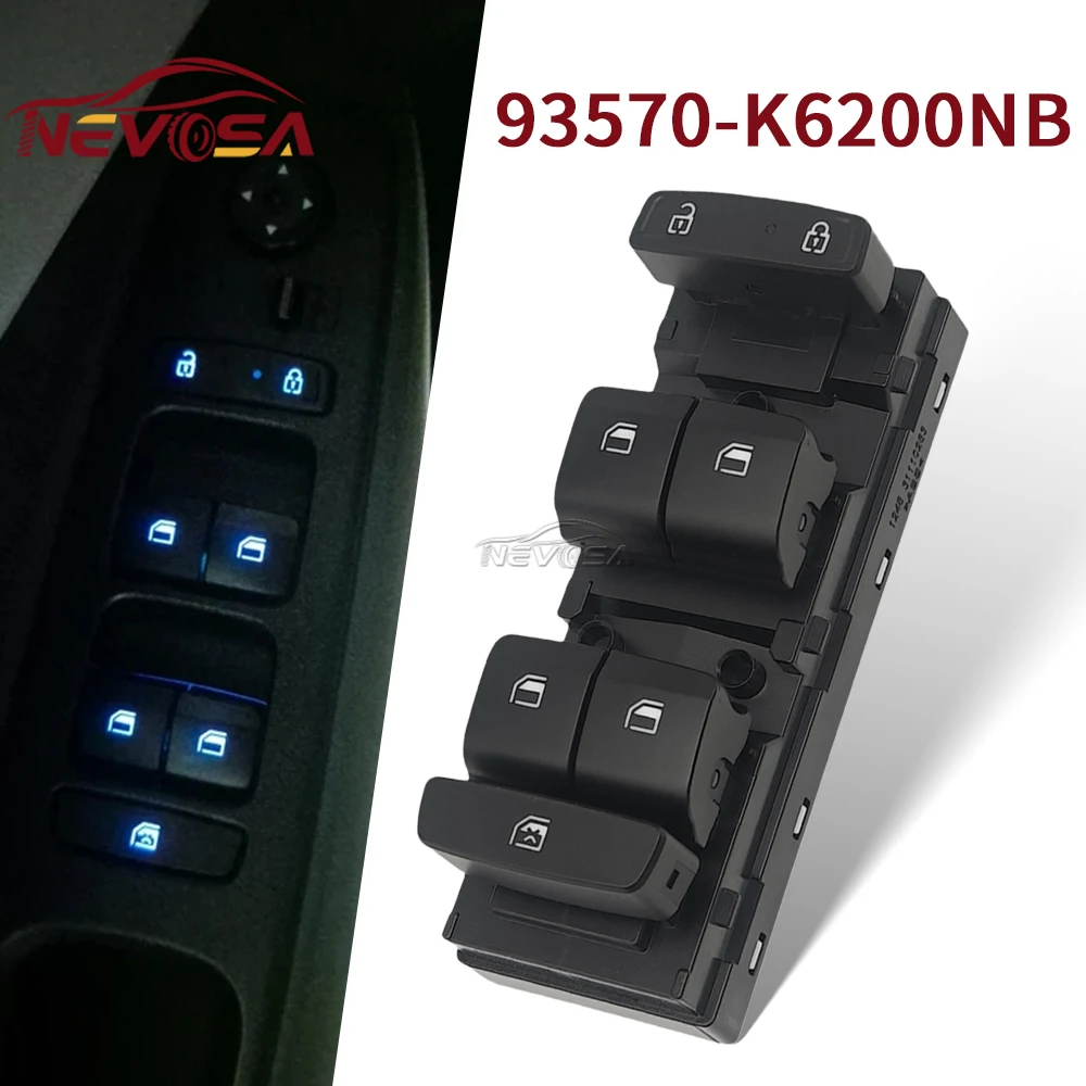 

Передний левый водитель для Hyundai Grand I10 2020-2025 93571K6200NNB, электрический главный переключатель управления стеклоподъемником, кнопка