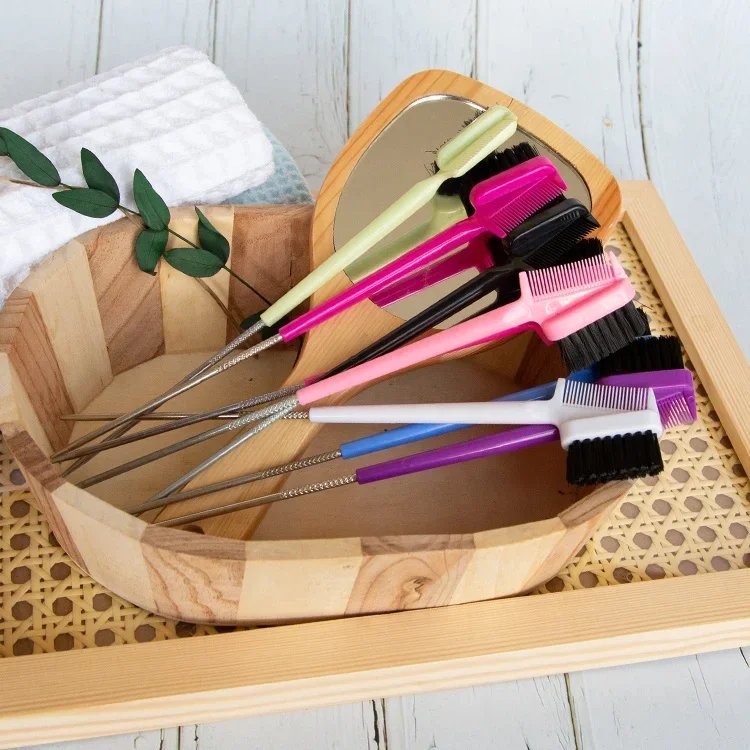 20pcsHair Style Multi-Color 3 Side Brush Private Label Gold Pink Custom Edge Hair Control Brush 3 In 1 Edge