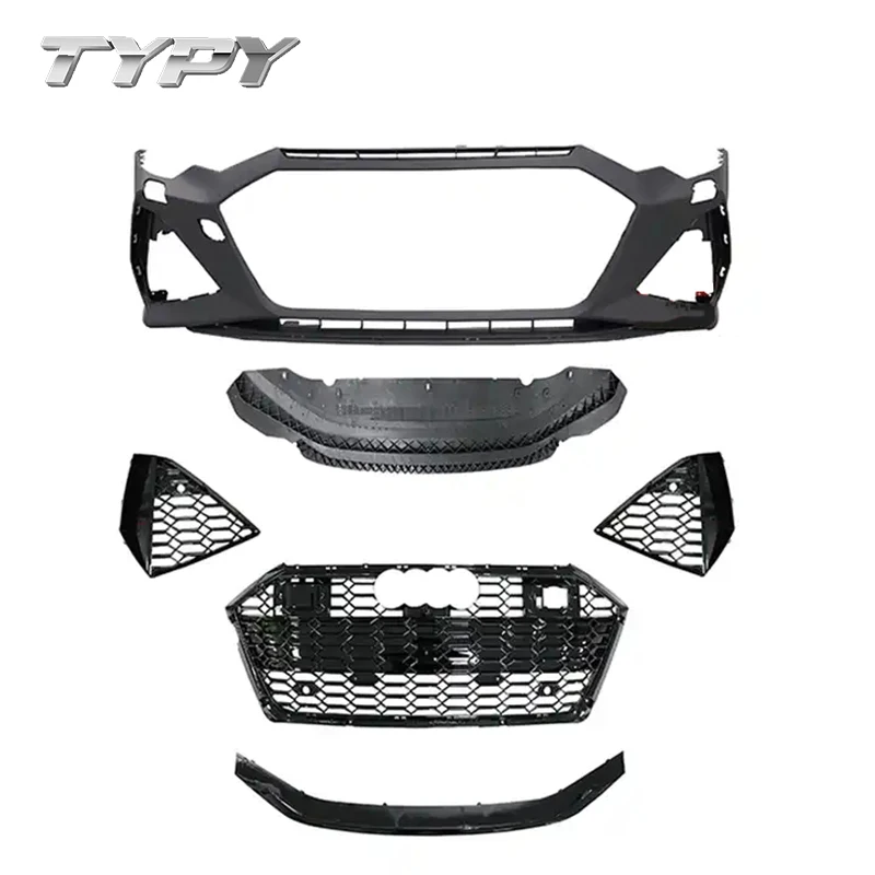 

Car Modified Front Bumper with Honeycomb Grille Body Kit For Audi A6 C8 2019-2020 Upgrade to RS6 1:1 Front Bumper Body Kits