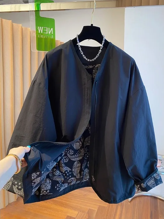 

Ele Nel Coat Jaet Women's Spring Autumn Loose Faion Walnut Flower Top Trendy Zipper Closure Long Sve