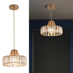 Mini Luxo Moderno Teto Luz Pingente, Lâmpada Pendurada Ajustável, Luminárias de Cristal Dourado e Preto, Sala de Jantar e Banheiro