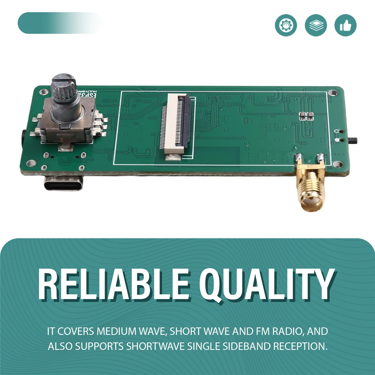 

2025+ BD3CS-588 SI4732 Комплект полнодиапазонной материнской платы радио ESP32-S3 WiFi + BT5.0 1,9-дюймовый цветной дисплей с поддержкой AM/FM/SW/RDS