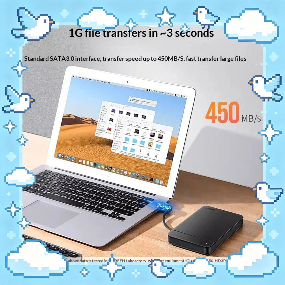 UGREEN CM352 10904 2.5 Inch SATA to USB 3.0 Hard Drive Enclosure with Built In Cable External HDD SSD Case