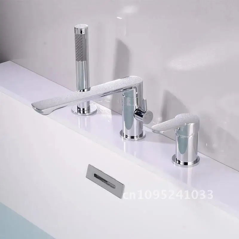 Matte hand Bathtub mixer with rainfall Black shower double function shower faucet bath faucet bath bathtub mixe mounted set deck