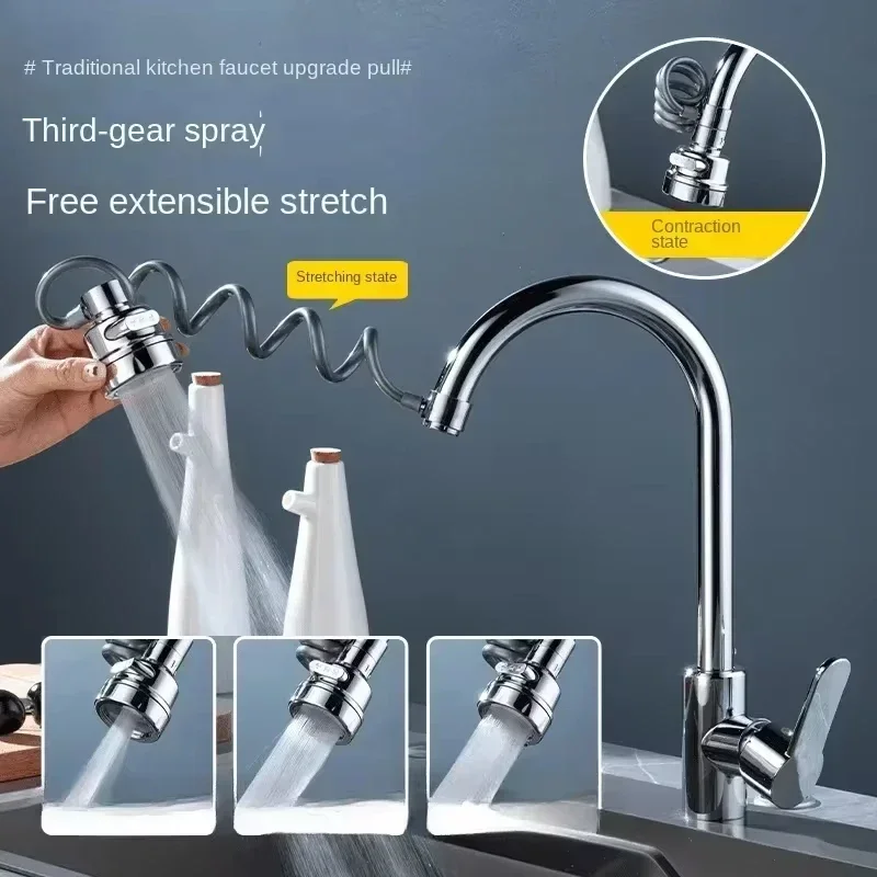 New 3 Modes Sink Faucet Extension Tube 360 Degree Rotation Filter Shower Water Saving Tap Universal Kitchen Gadgets Accessories