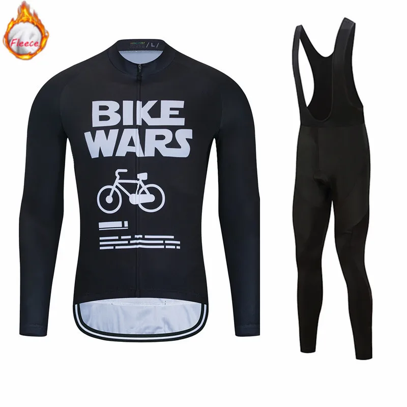 

2025 Winter Fleece Cycling Jersey Set Long Sleeve Clothes Men's Outdoor Riding Thermal Fleece Ropa Ciclismo Bib Pants Set