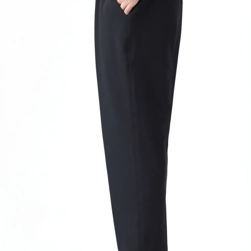 Comfortable Mens Straight Pants Elastic Waist Loose Trousers Casual Daily Wear For Elderly Spring Summer Soft Fabric