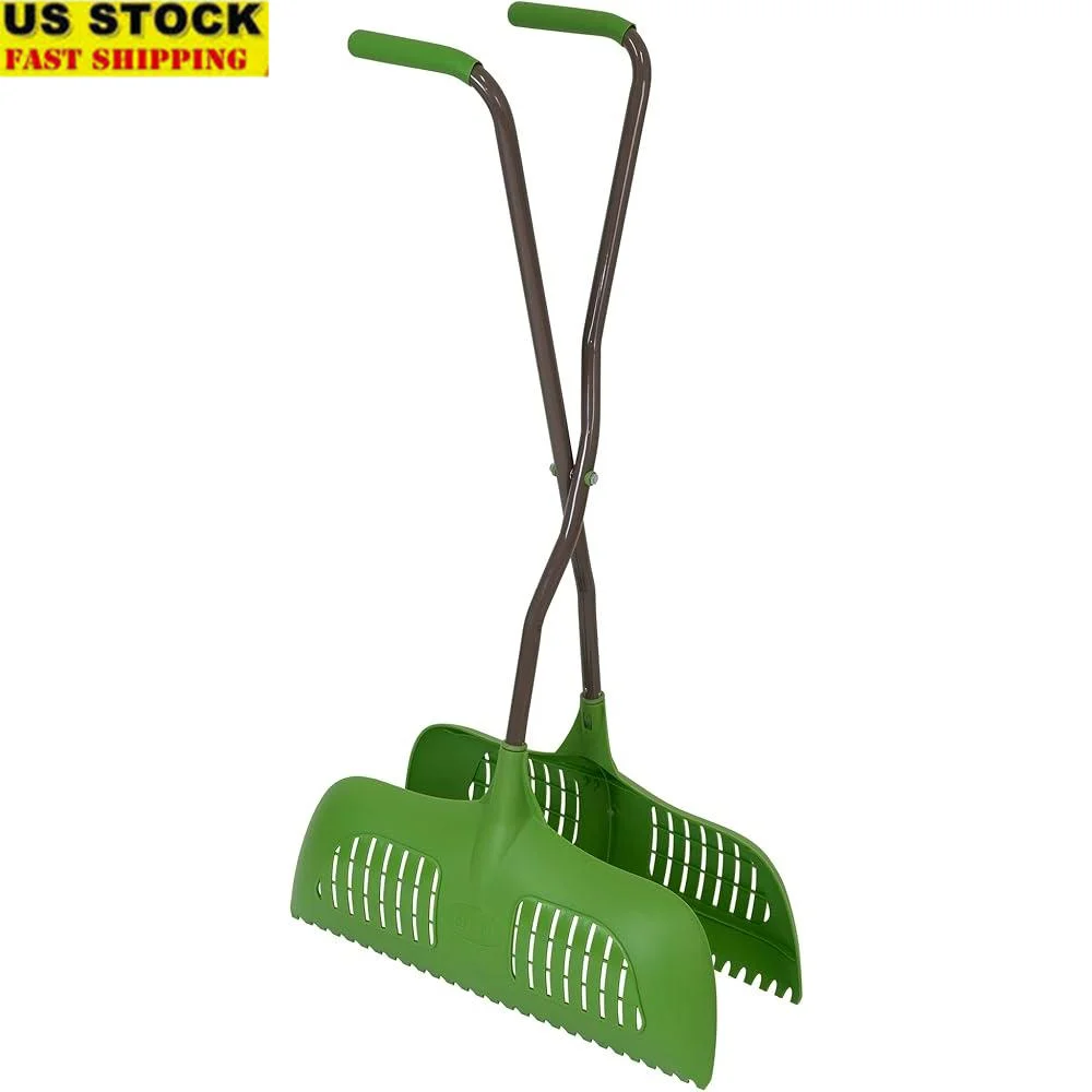 long-handle-leaf-grabber-rake-with-cushioned-grip-dual-wide-poly-blades-serrated-edges-lawn-clippings-twigs-yard-waste