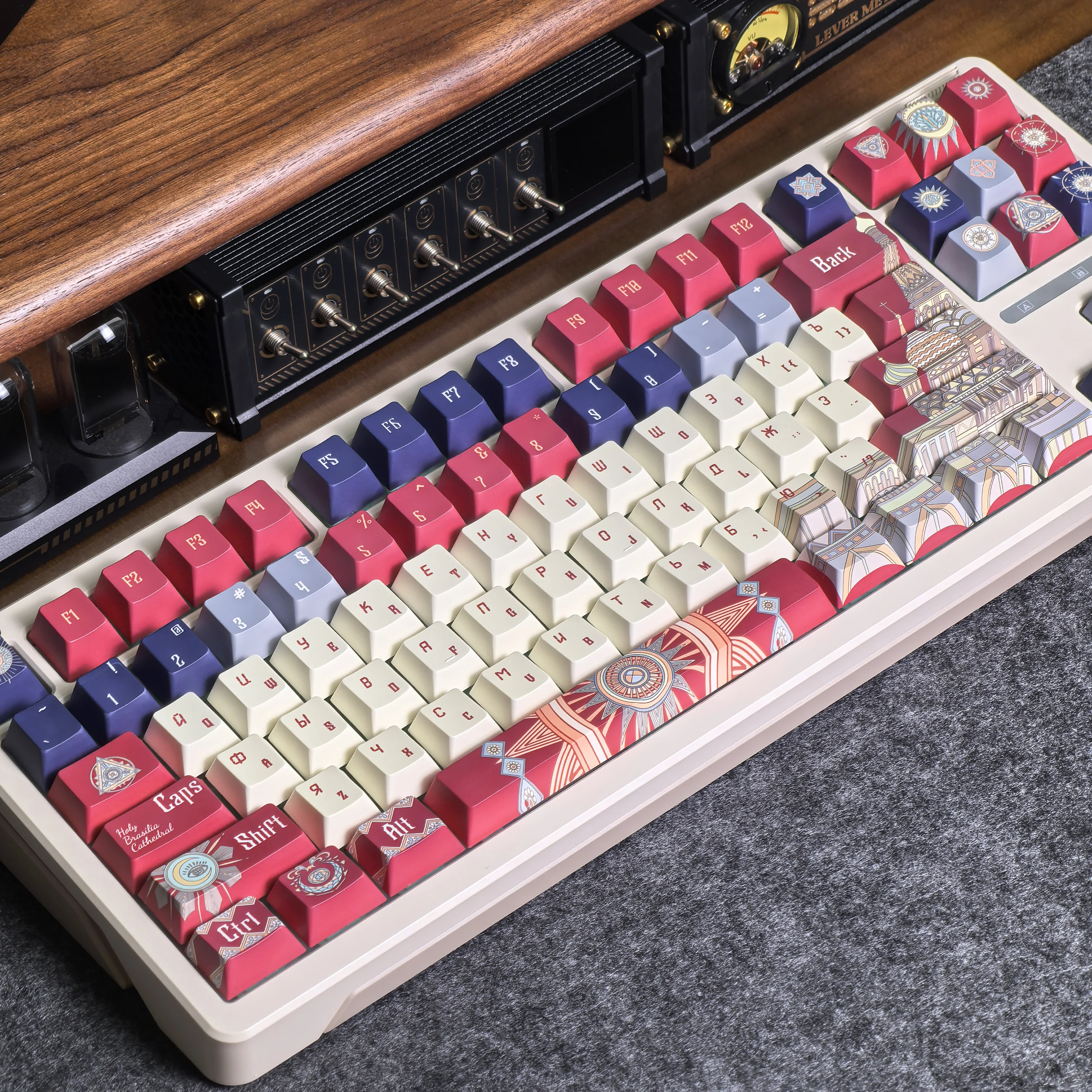 Russian Church Keycaps 135 keys Pink Russian Style Architecture Cherry Pbt L-Shaped Enter Key Iso Layout Customized Keycap Set