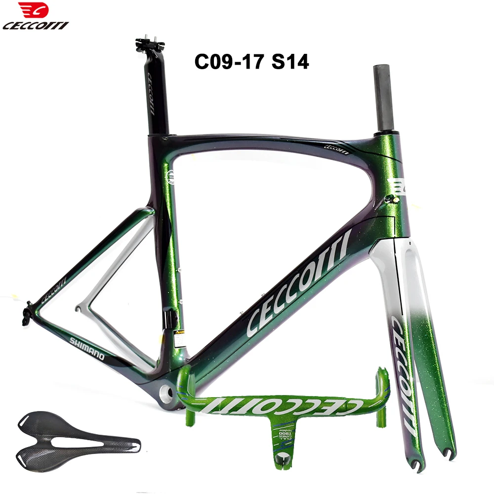 

Рама шоссейного велосипеда CECCOTTI цвета хамелеона подходит для колес 700C и шины 25 мм с V-образным тормозом, комплект велосипедной рамы, полная карбоновая рама, дорожная