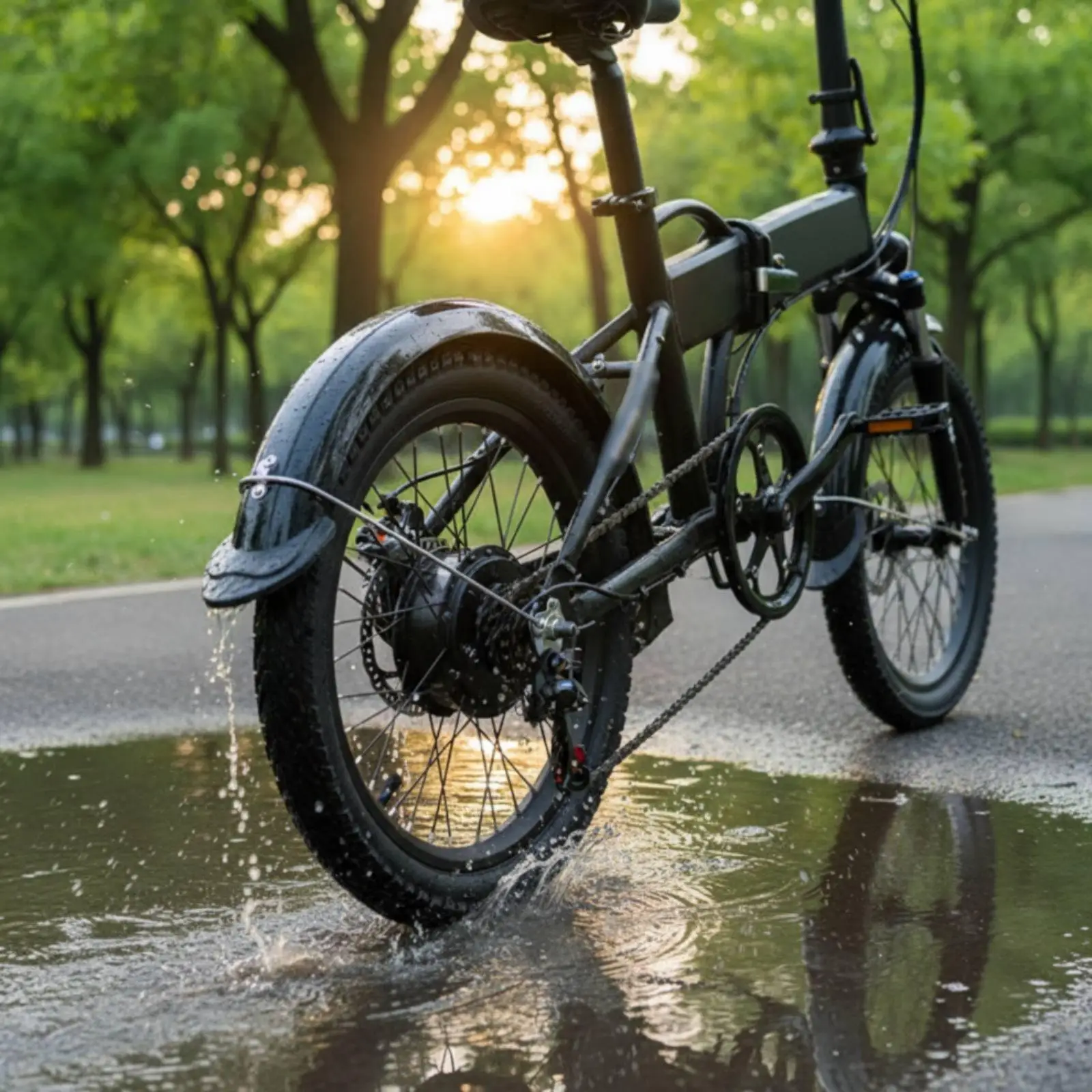 Full Coverage Mudguard Set Glossy Fender Protective Bike Accessory for Folding Bike Equipment 14 Inch Wheels