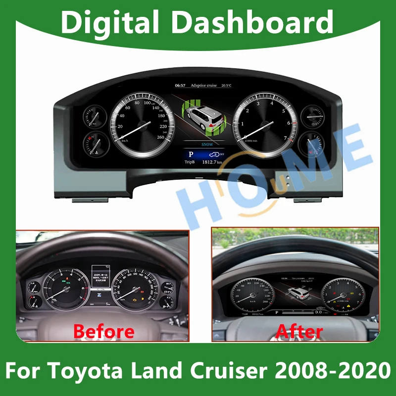 

Digital Dashboard Panel Virtual counter Instrument Cluster CockPit LCD Speedometer For TOYOTA Land Cruiser 2008 - 2020