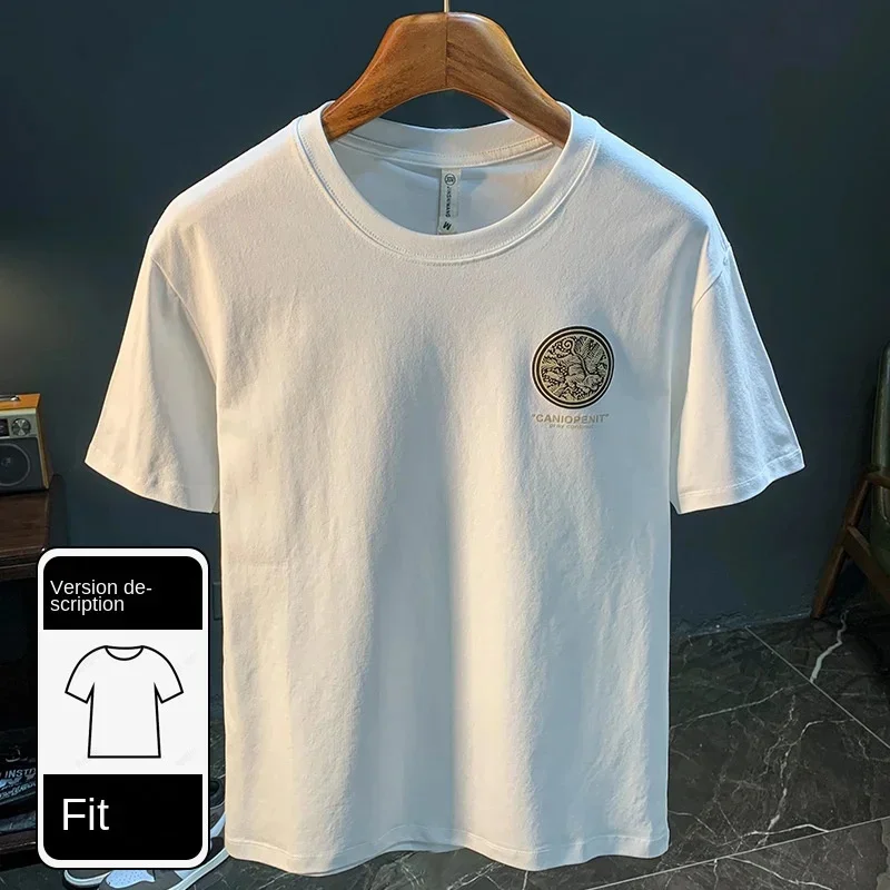 

Высококачественная мужская футболка с короткими рукавами, летняя модная дышащая свободная тонкая универсальная повседневная футболка с принтом
