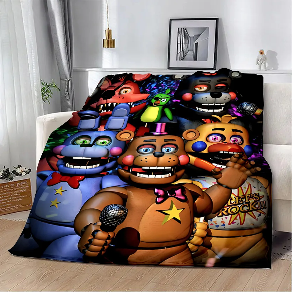 Cartoon Printed Blanket Picnic Blankets Warm Blanket Soft and Five Night At Freddy Comfortable Blanket Home Travel Birthday Gift