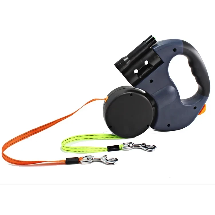 

Double Retractable Dog Leash Dual Head Automatic Retractable Dog Leash with Flashlight Poop Bag Dispenser Pet Dog Accessories