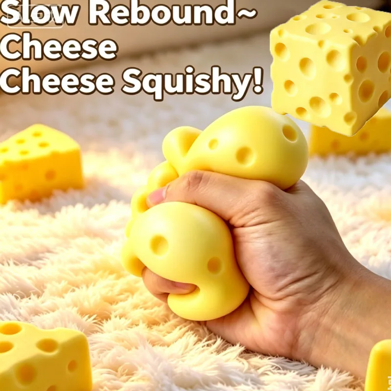 Dark Yellow Cheese Cube Stress Ball Slow Shapeable Squeeze Ball Rebound Sensory Fidget Toys for  and Adults Relaxing Gifts