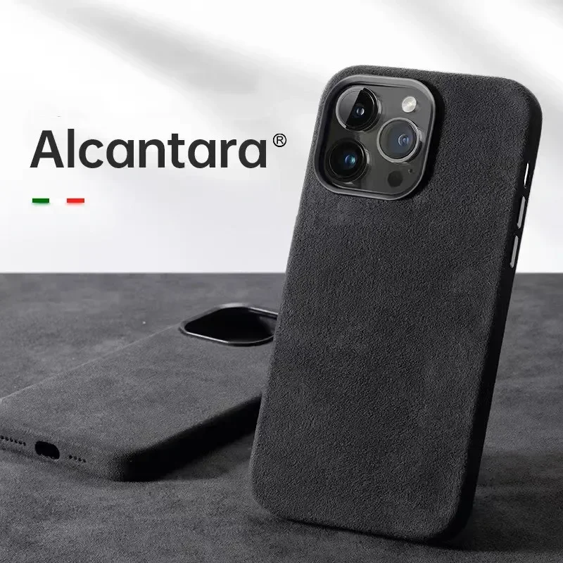 Alcantara Magnetic Case for iPhone 12 13 14 15 16 Pro Max Premium Phone Cover Imported Suede Leather All Inclusive Back cases