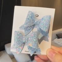 2Pcs Girls Cute Sequins Double Butterfly Hair Clip Bow Hairpins DIY Headwear Bow Decor Hairgrip Children Hair Accessories