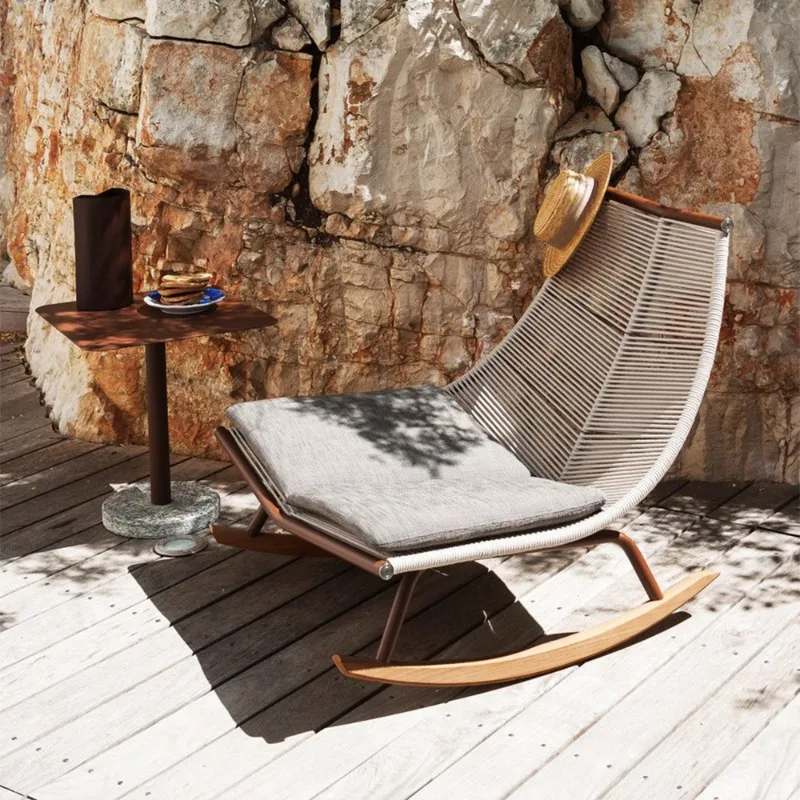 Single sofa designer lazy rocking chair three-piece balcony recliner