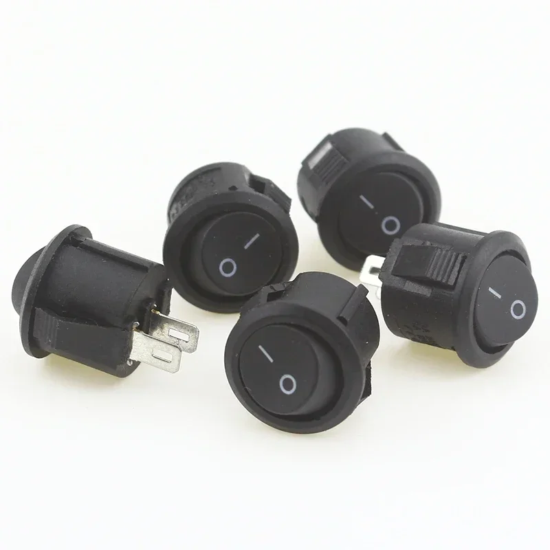 5pcs/10pcs 16mm Diameter Small Round Boat Rocker Switches Black Mini Round Black White Red 2 Pin ON-OFF Rocker Switch