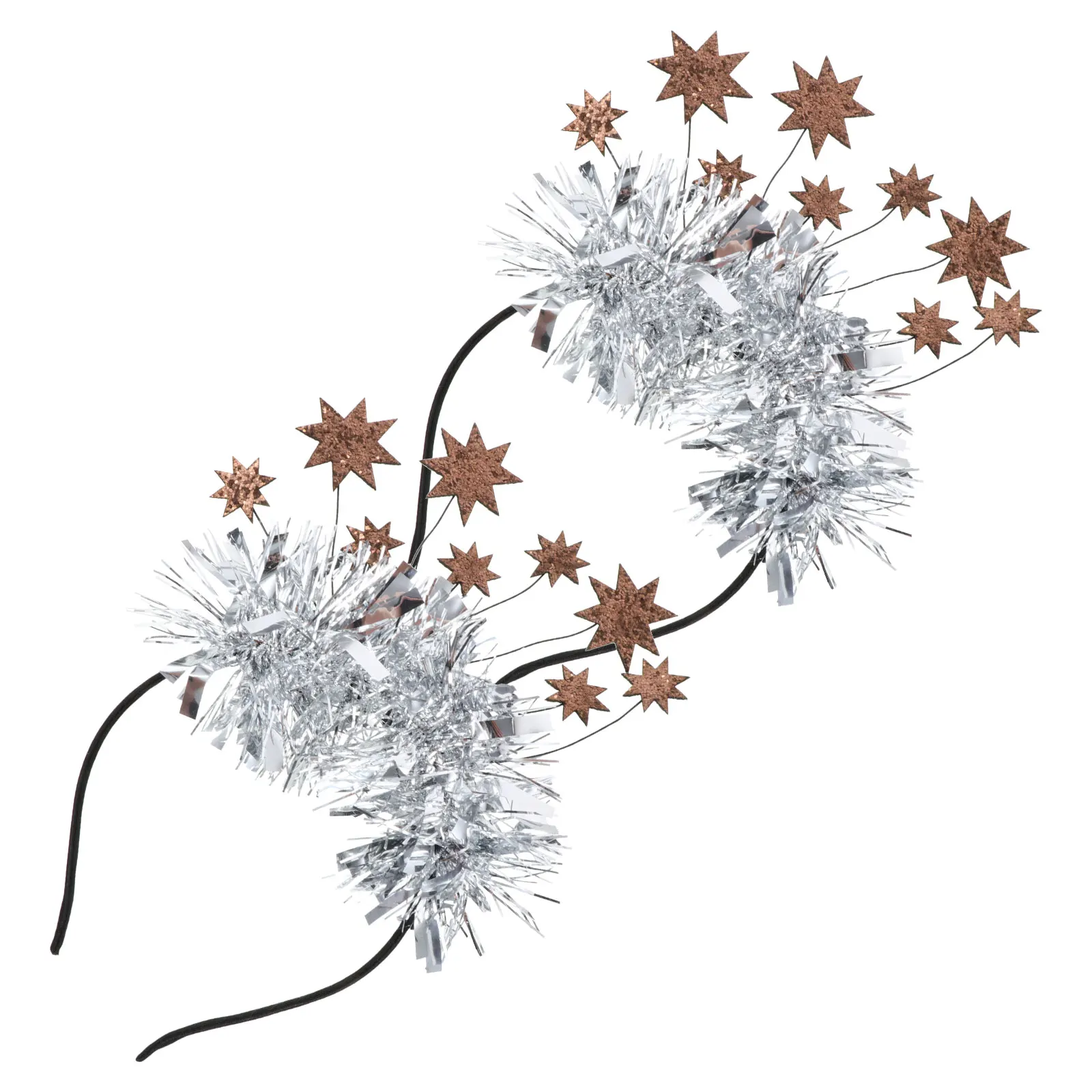 

2Pcs Elegant Star Tassel Hair Hoops Sliver Headdress For Carnival Costume Parties Bridal Headband