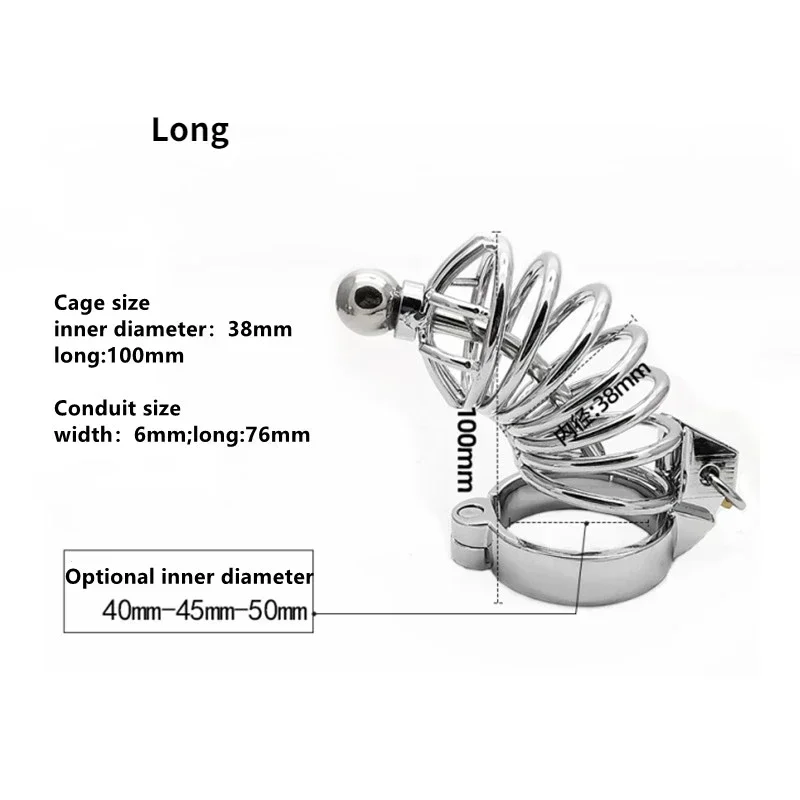 Metal Chastity Cage Sissy 304 Stainless Steel Penis Lock Cock Ring Wiht Urethral Catheter  Bondage Chastity Belt Sex Toy for Men