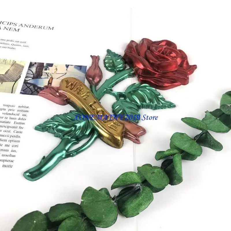 F42F Diy Rose Flower Wall Pendant Ornaments Desktop Decoration Epoxy Silicone Mold