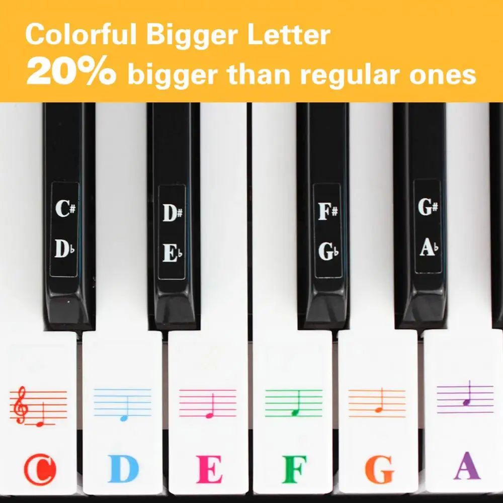 Transparent music decal notes piano keyboard stickers 49/61 or 88-key electronic piano piano spectrum sticker symbol