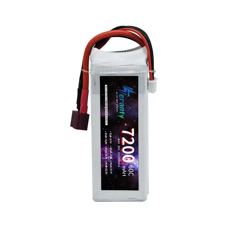 for Polymer Lithium Battery 14.8V 7200mAh 60C High Rate Drone Battery for Model Aircraft RC Quadcopter UAV Power Supply