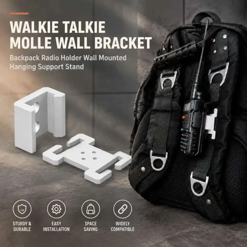 MOLLE Wall Mount Bracket For Walkie Talkie Backpack Radio Holder Wall Hanging Support Rack