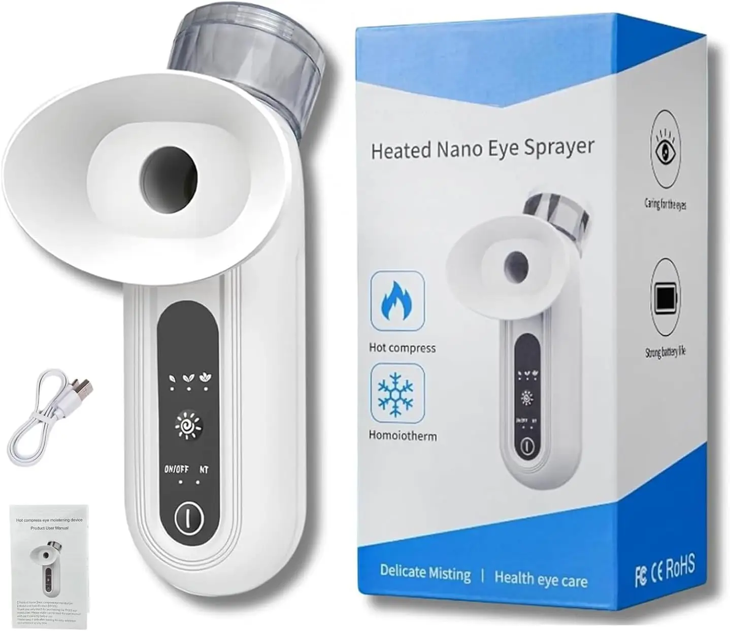 Eye Steamer for Dry Eye, Eyes Mister, Portable Eye Steam Sprayer, Heated Mist Steam Therapy for Dry Eyes Relief