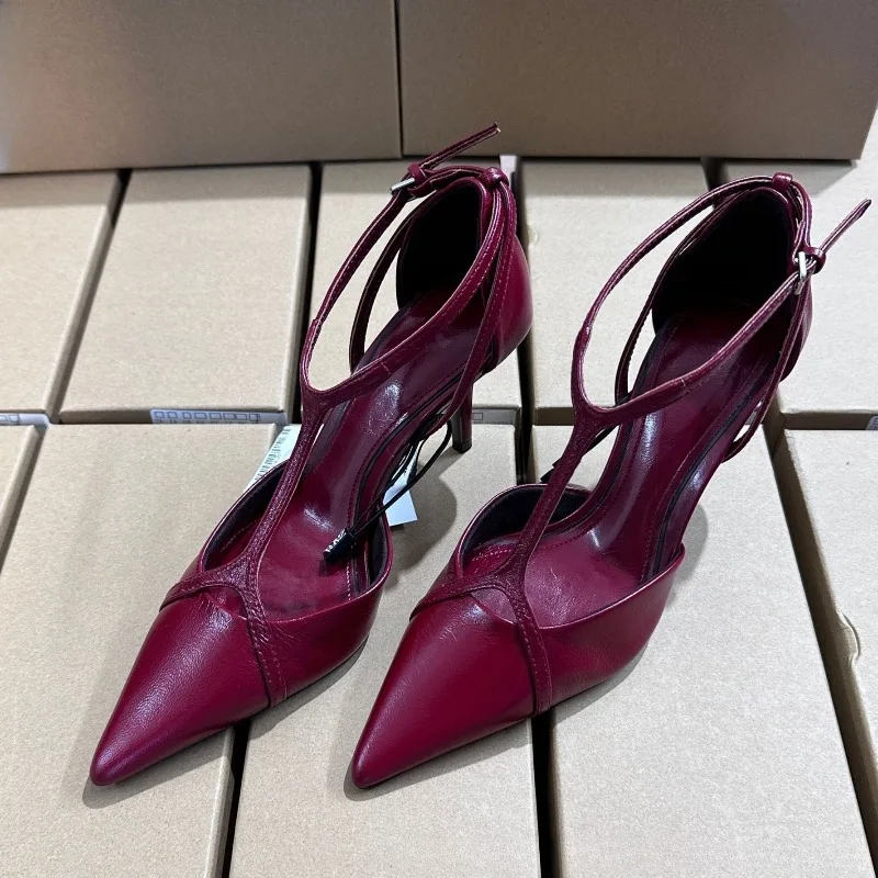 

Sexy Pointed Toe High Heel Women Shoes Elegant Ankle Strap Patent Leather Stilettos Luxury Prom Weddings Bridal Pumps for Ladies