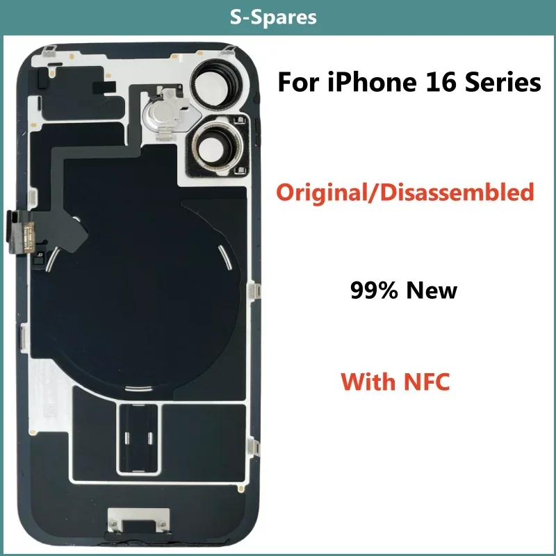 99% New Original Disassembled Back Glass Rear Cover Assembly For iPhone 16 Pro Max 16 Plus with NFC Wireless Replacement