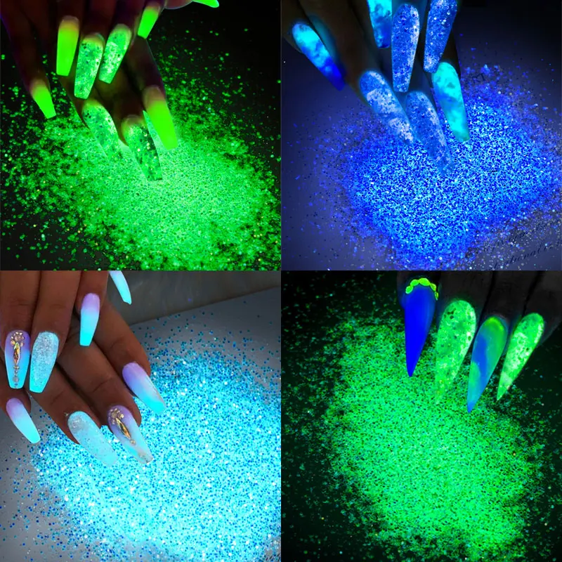 10G Epoxy Resin Nail Resin Luminous Glitter Sequins Phosphor Powder Glow In Dark Fluorescent Nail Pigment Jewelry Making Glitter