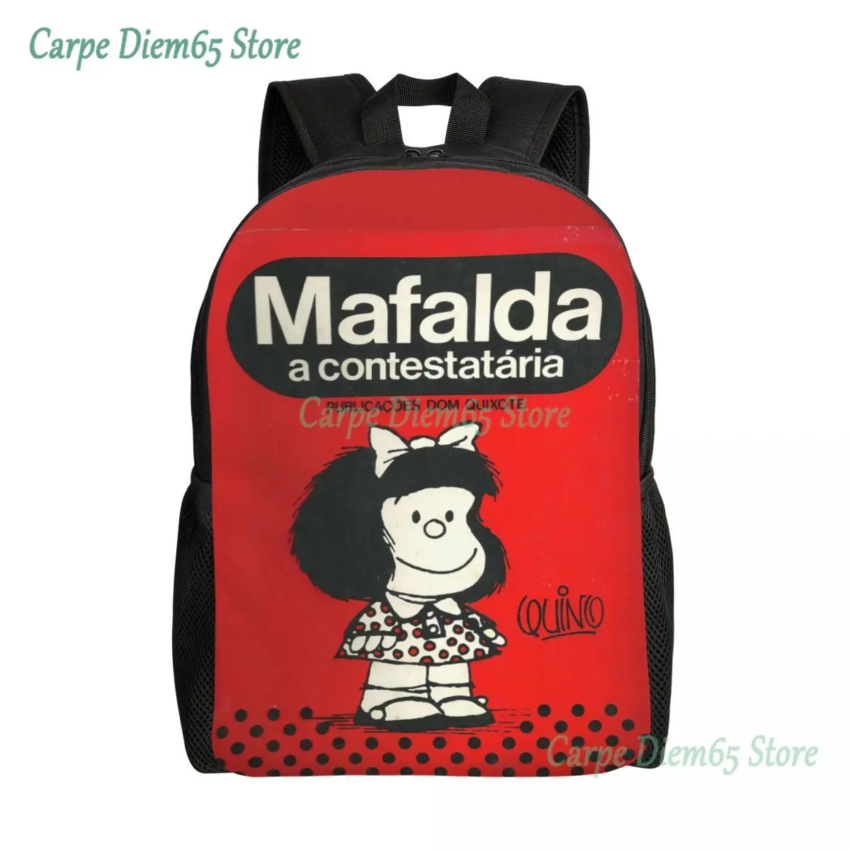 

Mafalda A Contestataria Backpacks for Women Men School College Students Bookbag Fits 15 Inch Laptop Quino Comic Manga Bags