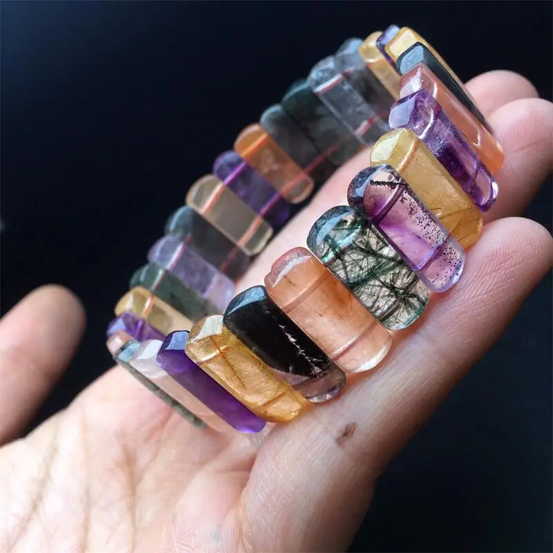 17MM Natural Colored Crystal Quartz Bangle Fashion Crystal Quartz Gemstone Jewelry Reiki Healing Gift For Women 1PCS