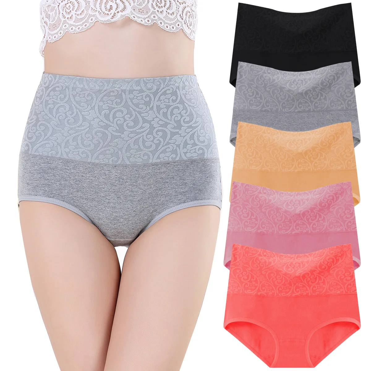 

5XL High Waist Underwear Women's Pure Cotton Black Underwear Postpartum Abduction Large Women's Triangle Pants in Stock
