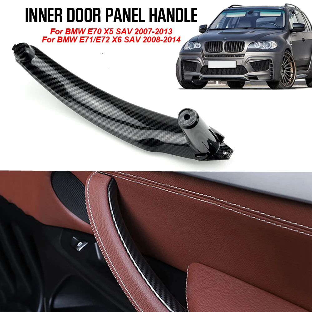 

Car Carbon Fiber ABS Interior Door Armrest Handle Left Right Panel Pull Trim Cover For BMW E70 E71 X5 X6 2007 - 2012 2013 2014