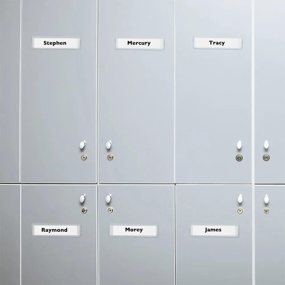 32Pcs Clear Self Adhesive Label Holders Transparent PVC Plastic Pockets for Shelves Bin Label Organizers Waterproof Dustproof